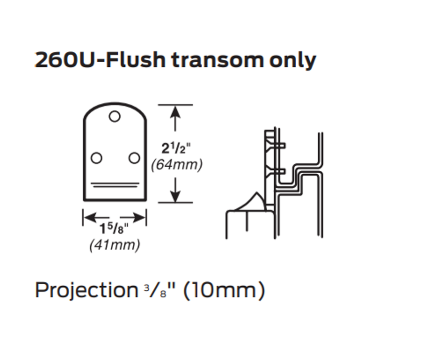 Picture of 260U Vertical Rod Top Strike, Flush Transom