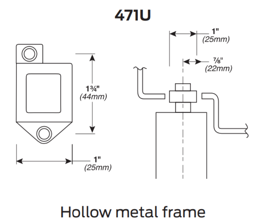 Picture of 471U Vertical Rod Top Strike, 5547 Standard Panic Strike, Hollow Metal Frame Application